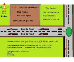 Terrain 24000 m2 Titré foncier rue de Tiznit Agadir