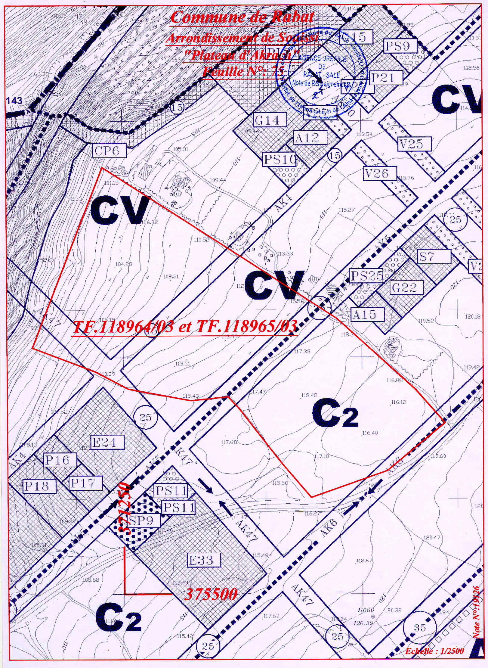 lot terrain 500 m2 titré sur plateau Akrach-Souissi