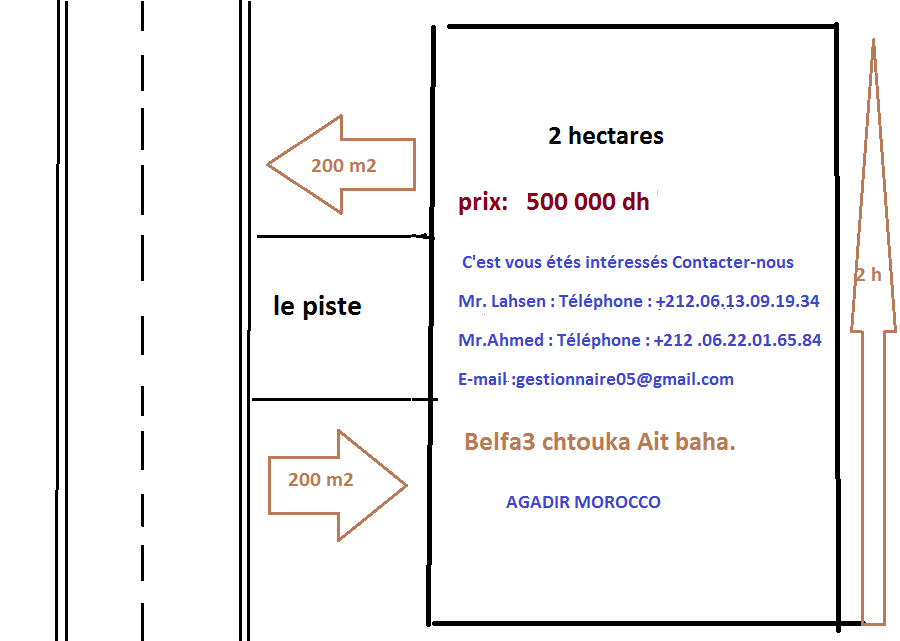 Terrain de 2 ha à vendre - Agadir