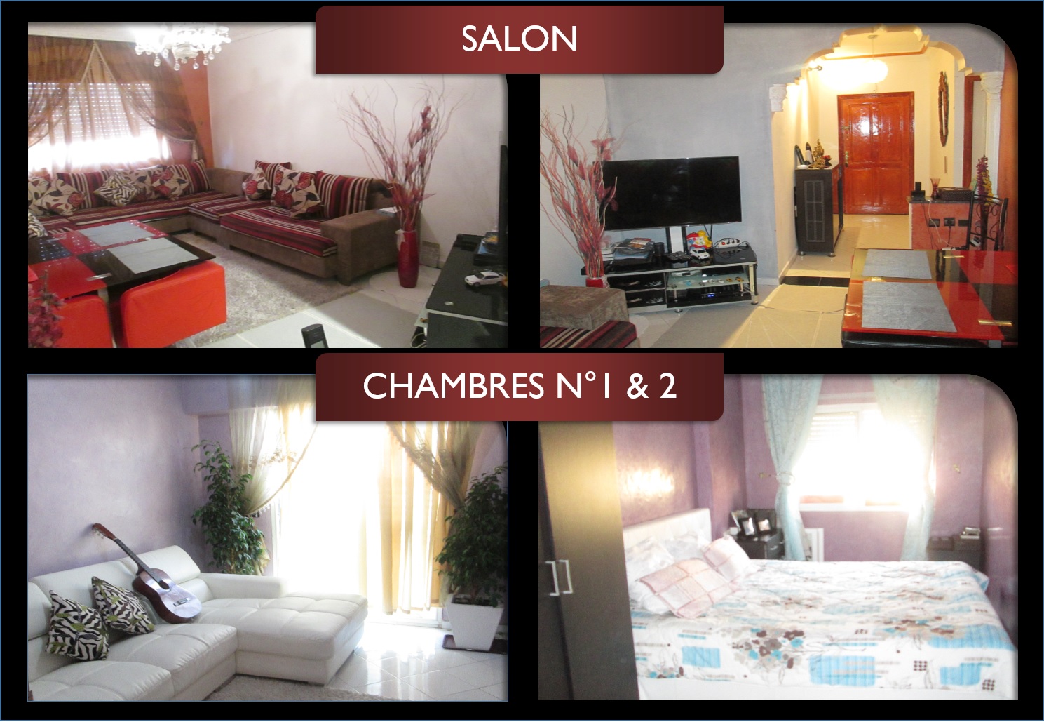 Appartement 86m² +6m² avec 3 Chambres + Salon