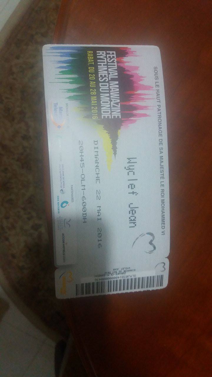 ticket mawazine Wyclef Jean