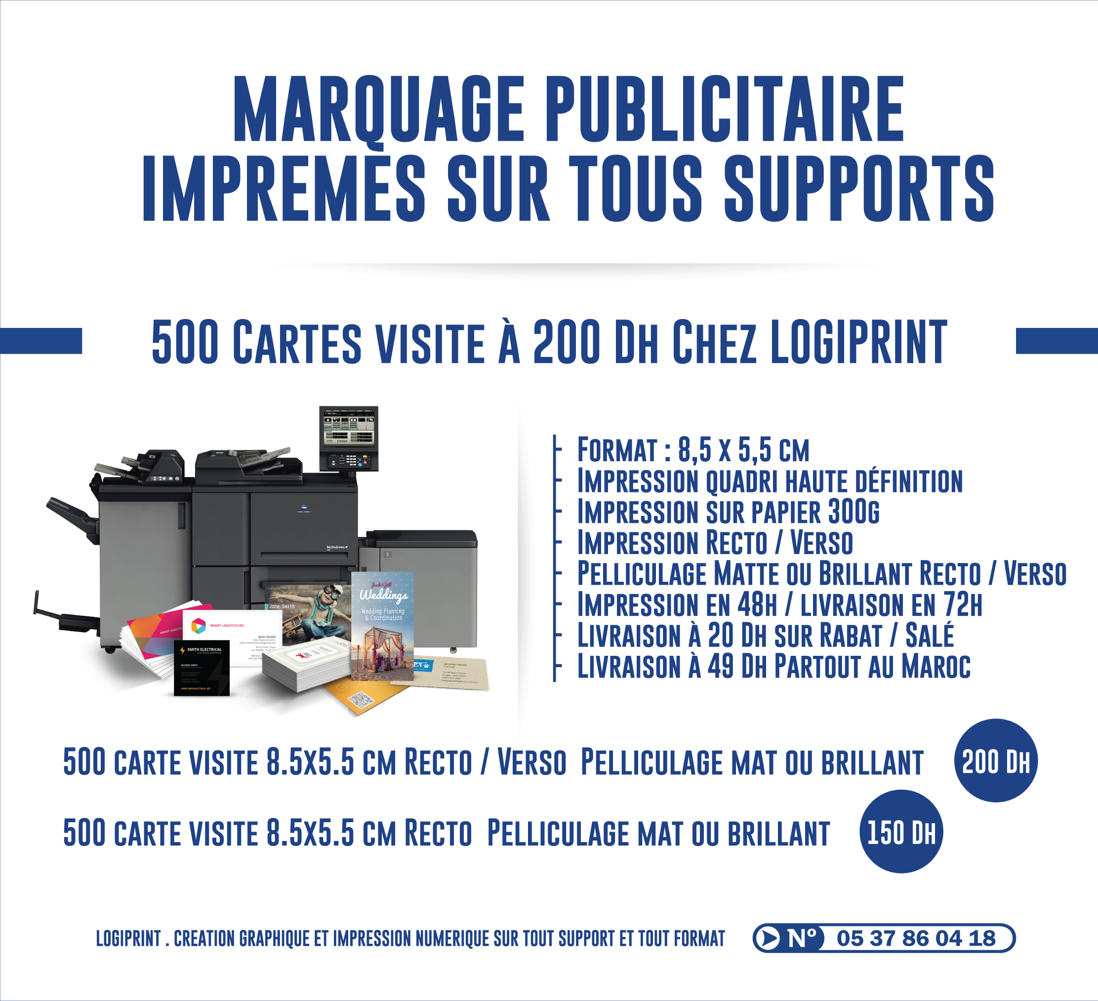 500 cartes visite 8.5x5.5cm Conception gratuite  divers